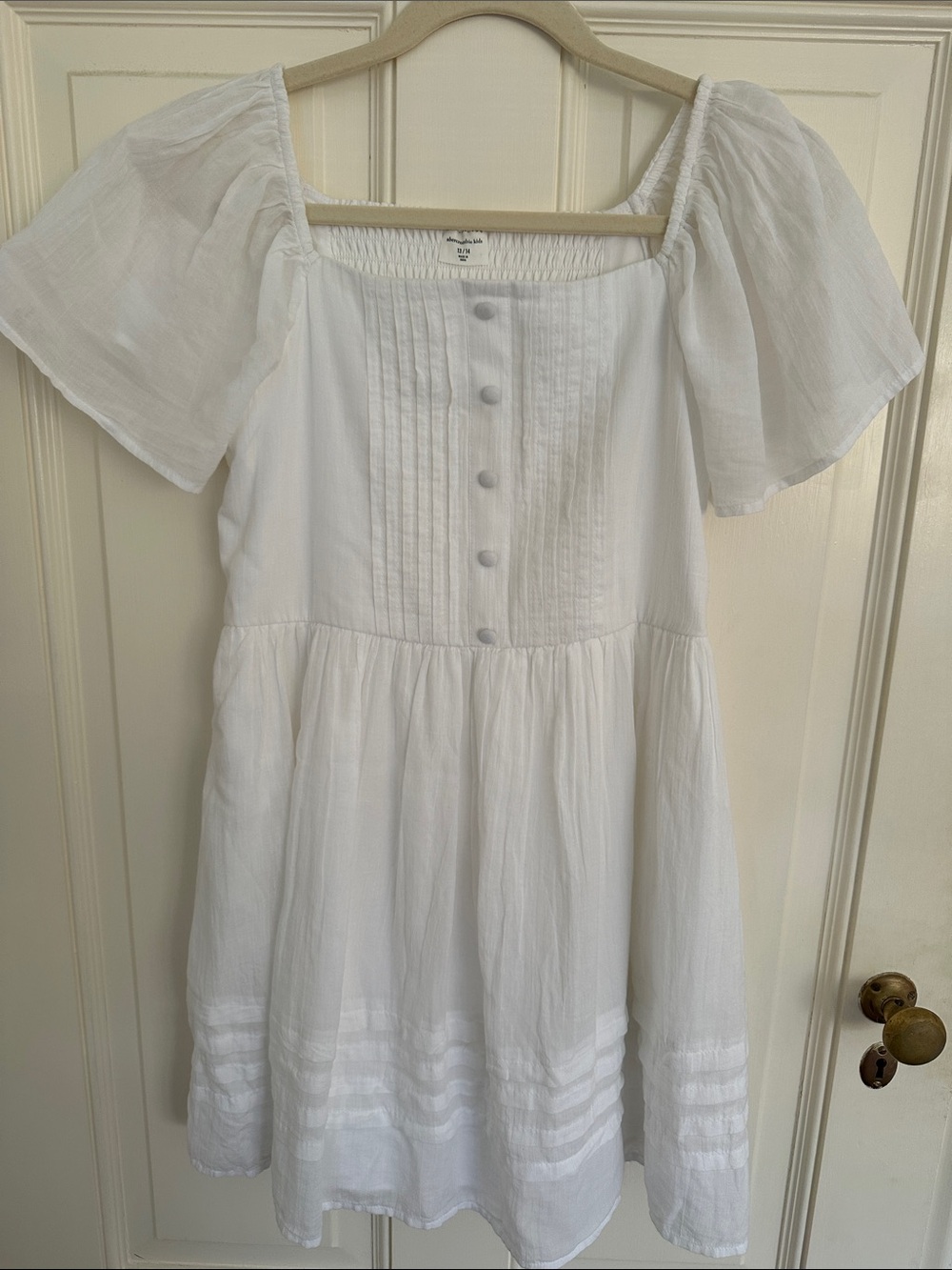 Abercrombie Kids White Girls' Puff Sleeve Cotton Dress size 13/14